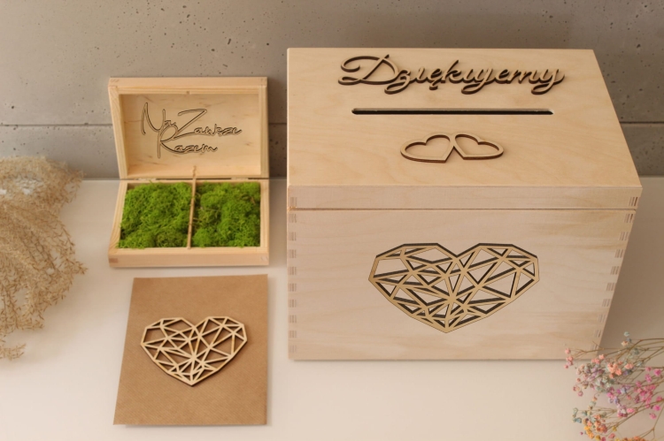 Komplet pudełko na koperty i obrączki surowe drewniane na zawsze razem.jpg