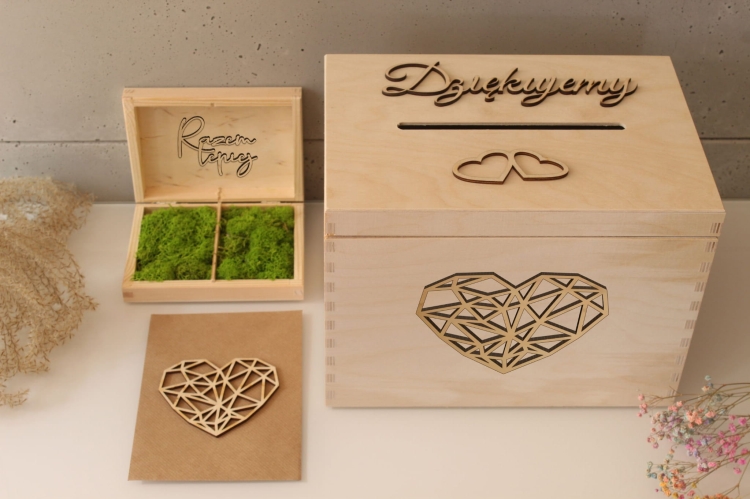 Komplet pudełko na koperty i obrączki surowe drewniane razem lepiej.jpg